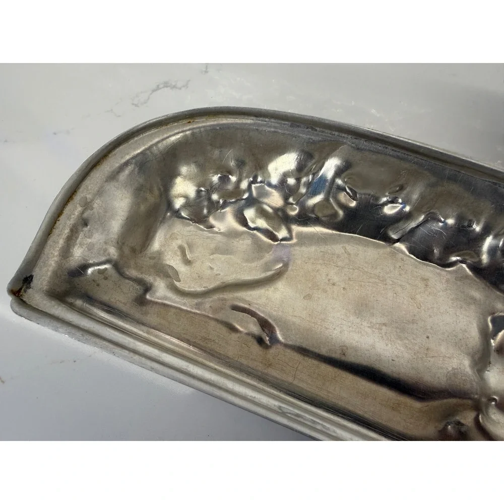 Vintage Lamb Cake Mold 3D Two Piece Cast Aluminum Silver Easter Farmhouse Decor